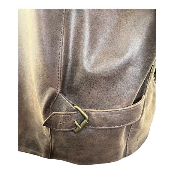 Vtg Argentinian Leather Jacket Sz L Full Zip Solid Heavy -Leather Shop. EUC READ - Picture 9 of 16